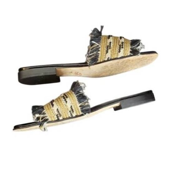 Robertson Madison Handcrafted Fringe Chrissie Slide Sandal Corda Nero Size 10/US - Picture 7 of 12